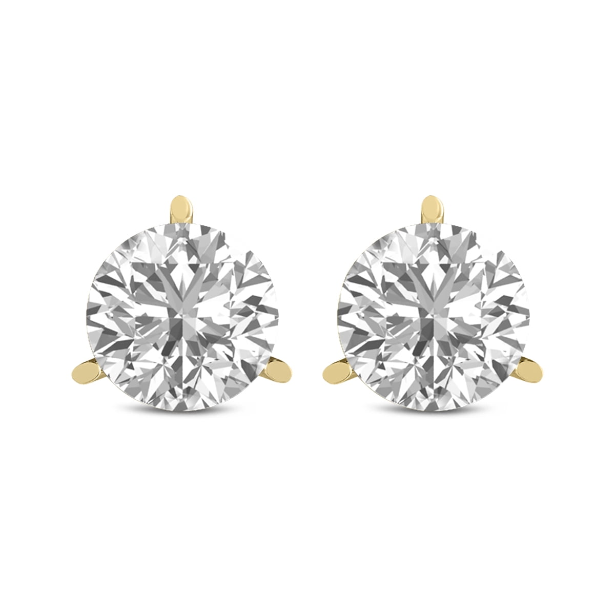 EMMA JEWELRY 0.25 CTW Martini-Set Round Lab Grown Diamond Solitaire Stud Pushback Earrings in 14K Yellow Gold (E-F, VS1-VS2) Sample Image Final Product May Vary.