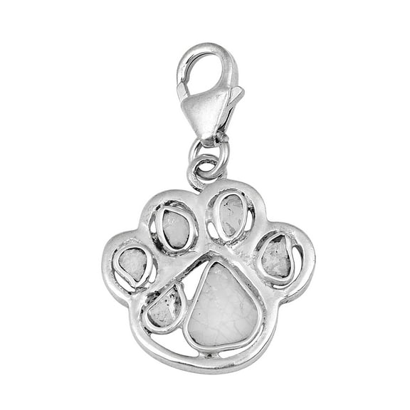 Mooneye 0.25 CTW Natural Diamond Polki Paw Charm 925 Sterling Silver Women Animal Gift Pendant
