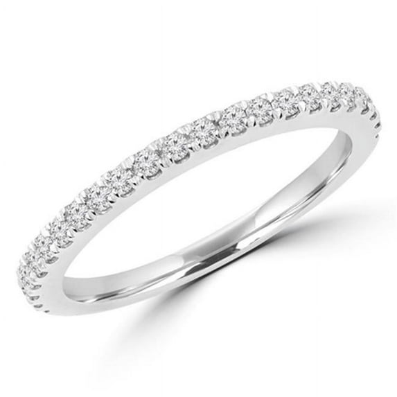 0.25 CTW Round Cut Diamond Semi Eternity Anniversary Ring Wedding Band in 14K White Gold, Size 7.25