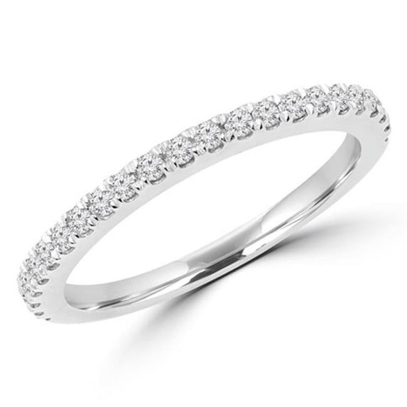 0.25 CTW Round Cut Diamond Semi Eternity Anniversary Ring Wedding Band in 14K White Gold, Size 7.75