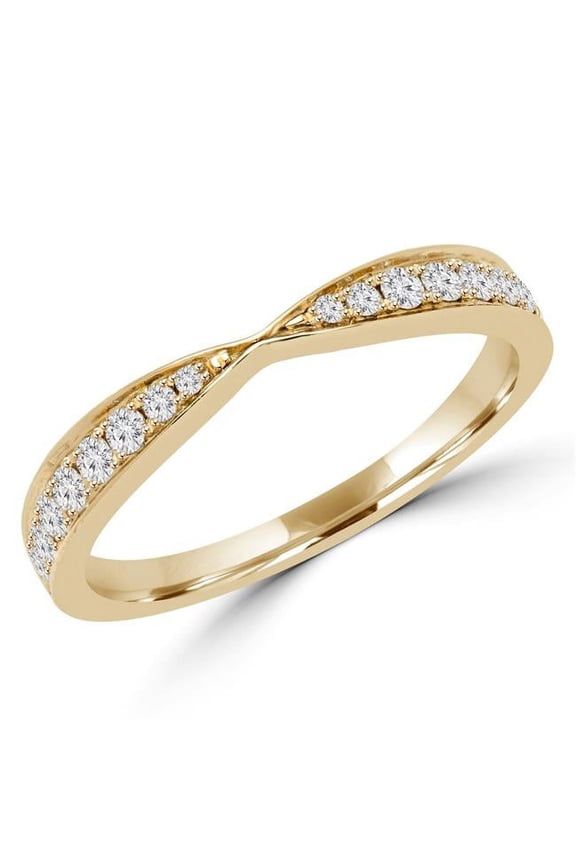 0.25 CTW Round Diamond Accent Wedding Anniversary Band Ring in 18K Yellow Gold, Size 3.75
