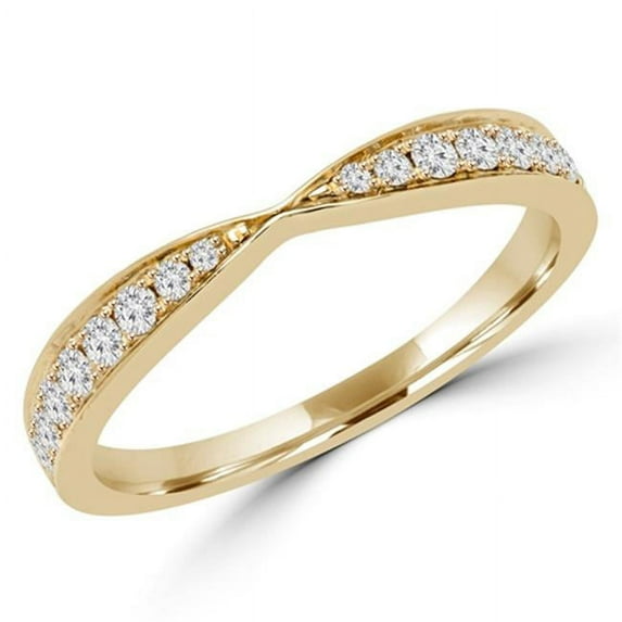 0.25 CTW Round Diamond Accent Wedding Anniversary Band Ring in 18K Yellow Gold, Size 8