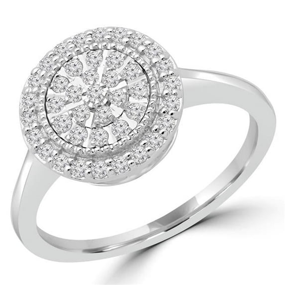 0.25 CTW Round Diamond Promise Halo Cluster Engagement Ring in 10K White Gold - Size 5.5
