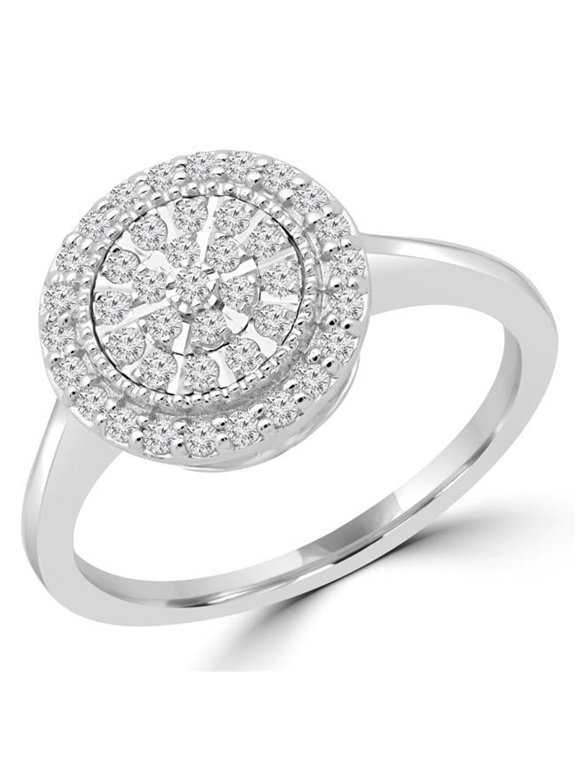 0.25 CTW Round Diamond Promise Halo Cluster Engagement Ring in 10K White Gold - Size 5.5