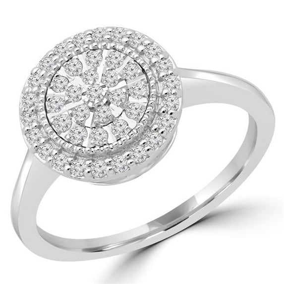 0.25 CTW Round Diamond Promise Halo Cluster Engagement Ring in 10K White Gold - Size 6.5