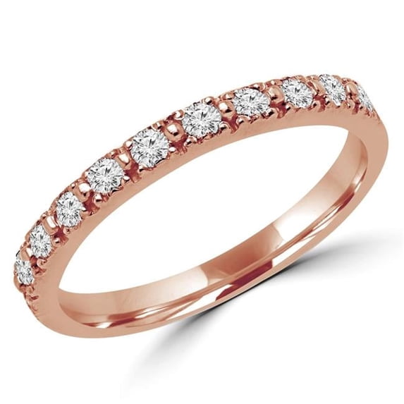 0.25 CTW Round Diamond Semi-Eternity Wedding Band Ring in 14K Rose Gold, Size 3.75
