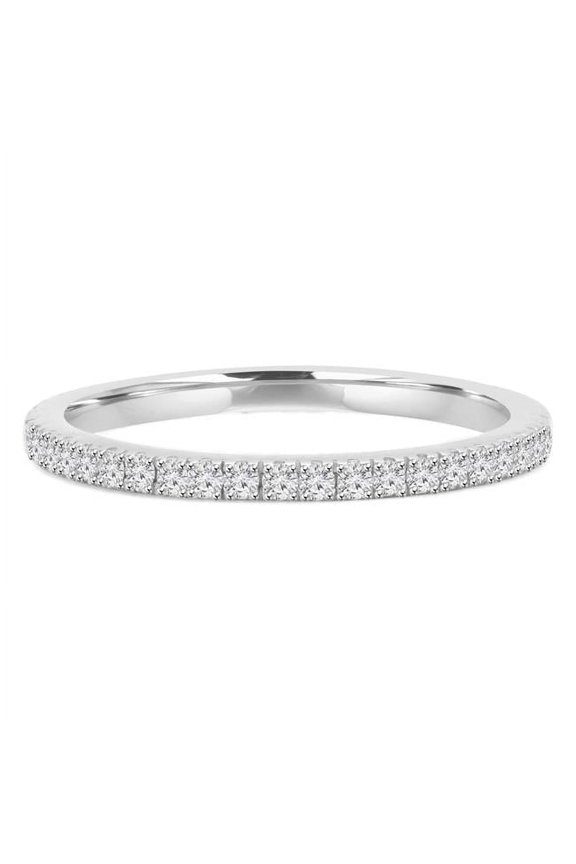 0.25 CTW Round Diamond Semi-Eternity Wedding Band Ring in 14K White Gold - Size 8
