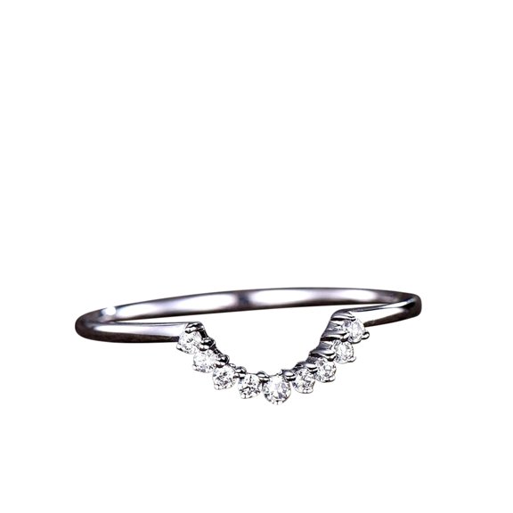 0.25 Carat Art Deco Crown Man made diamond moissanite Diamond Wedding Ring Wedding Band with 18k Gold Plating