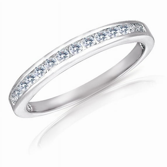0.25 Carat Channel Set Diamond Anniversary Ring in Sterling Silver Size 7