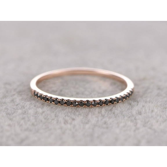 0.25 Carat Classic Black Moissanite Diamond Wedding Ring Wedding Band with 18k Gold Plating