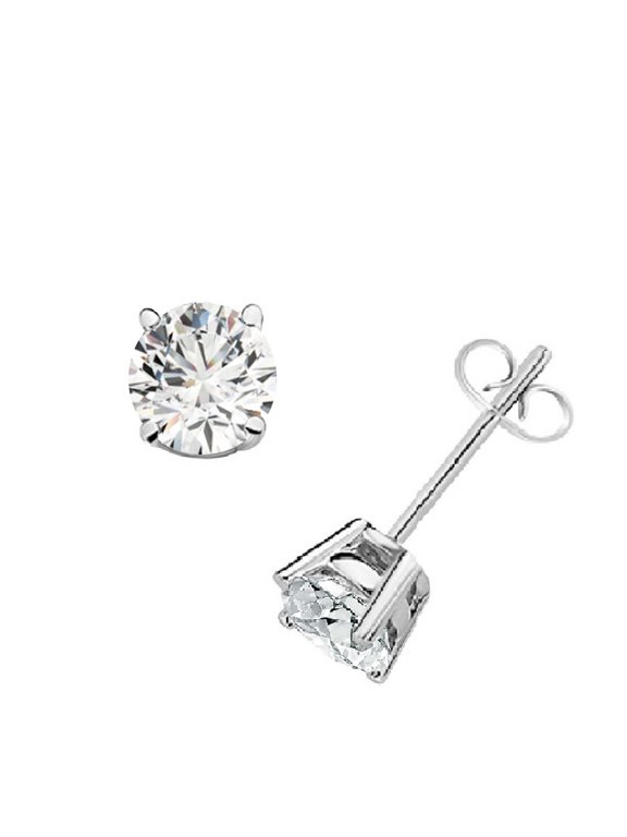 0.25 Carat Diamond ( I-J Quality ) Stud Earrings Women Jewelry In 14K White Gold With Backs