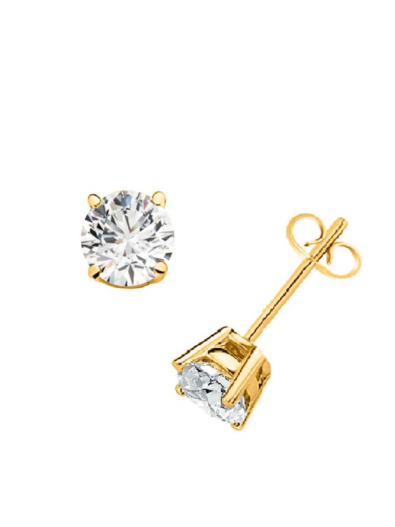 0.25 Carat Diamond ( I-J Quality ) Stud Earrings Women Jewelry In 14K Yellow Gold With Backs