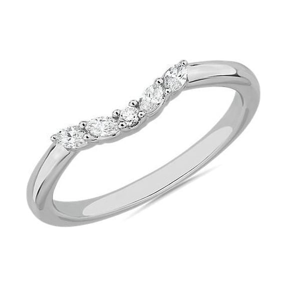 0.25 Carat Excellent Marquise Cut Natural Diamond Beautiful Eternity Band for Anniversary Solid 18K White Gold Size 4.5