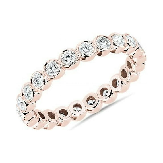 0.25 Carat Excellent Round Cut Natural Diamond Unique Eternity Band for Women Solid 18K Rose Gold Size 8.5