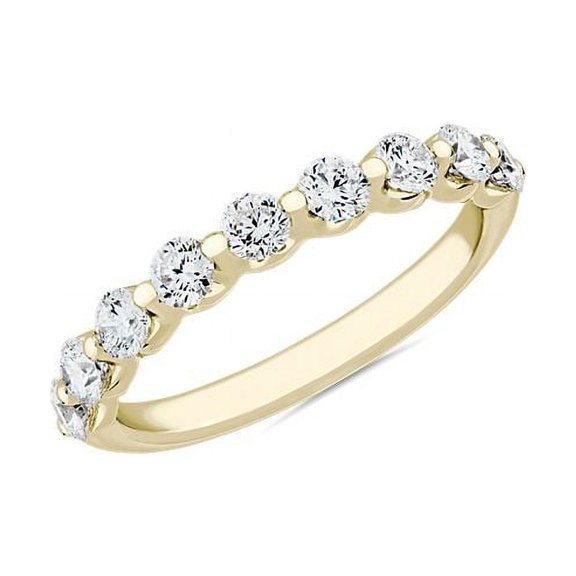 0.25 Carat Excellent Round Cut Real Diamond New Design Eternity Band for Wedding Solid 18K Yellow Gold Size 11