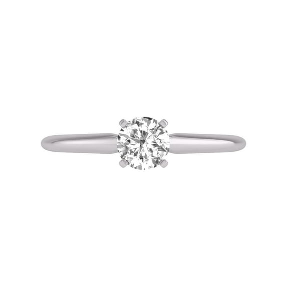 0.25 Carat Lab Grown 4 Prong Solitaire Round Cut Solitaire Diamond Engagement Ring For Women in 14K White Gold- E-F Color, VS1-VS2 Clarity (Ring Size: 10)