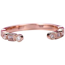 0.25 Carat Man made diamond moissanite bridal Half Eternity Wedding Band 6mm Open gap wedding Band Round cut in Silver with 18k Rose Gold Plating