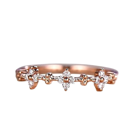 0.25 Carat Moissnaite Diamond Wedding Ring Half Eternity Milgrain Floral Anniversary ring Promise Ring with 18k Gold Plating