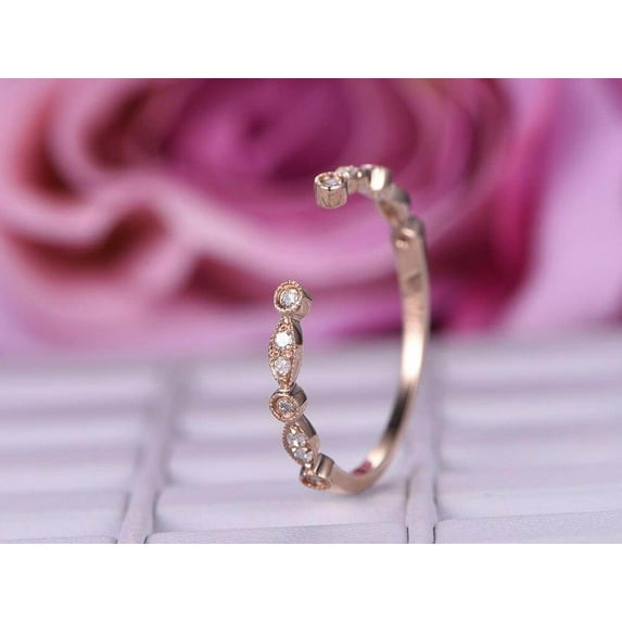0.25 Carat Open top Trendy Moissanite Diamond Wedding Ring Wedding Band Anniversary Ring in 10k Rose Gold