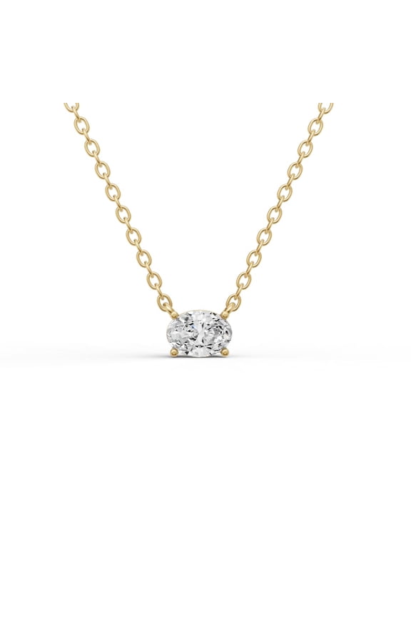 0.25 Carat Oval Cut Lab Grown Diamond Solitaire Floating Pendant in 14K Yellow Gold