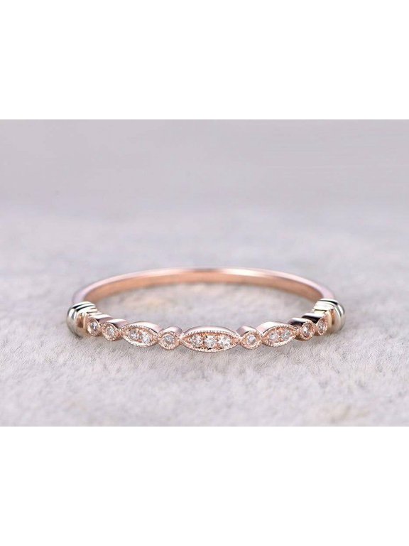 0.25 Carat Ring Anniversary Band In Flower Design Antique Style With 18K Gold Plating