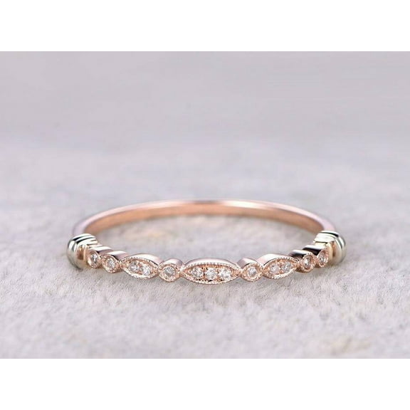 0.25 Carat Ring Anniversary Band in Flower Design Antique Style with 18k Gold Plating