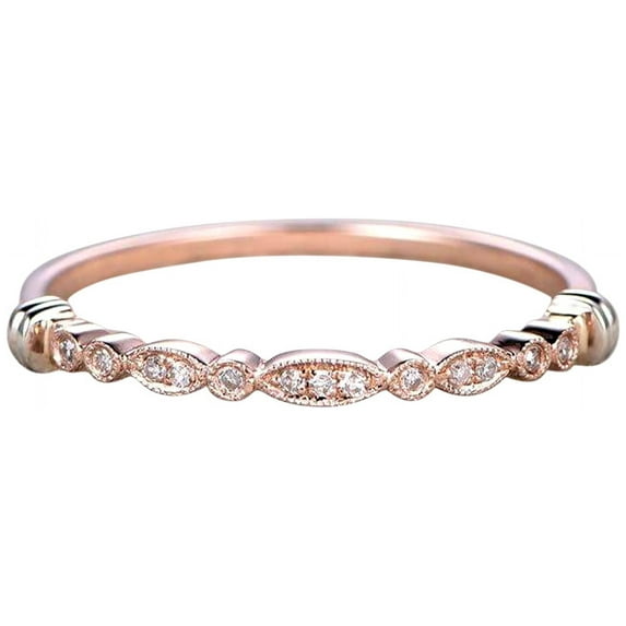 0.25 Carat Ring Anniversary Band man made diamond moissanite in Flower Design Antique Style with 18k Gold Plating