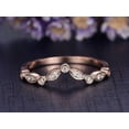 thumbnail image 1 of 0.25 Carat Ring Wedding Band With Moissanite Diamonds Anniversary Ring Antique Flower V Design Antique Style Band With 18K Rose Gold Plating, Promise Ring, Anniversary Gift, 1 of 6
