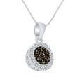 thumbnail image 1 of 0.25 Carat Round Brown & White Natural Diamond Halo Pendant Necklace 14k Solid White Gold, 1 of 1