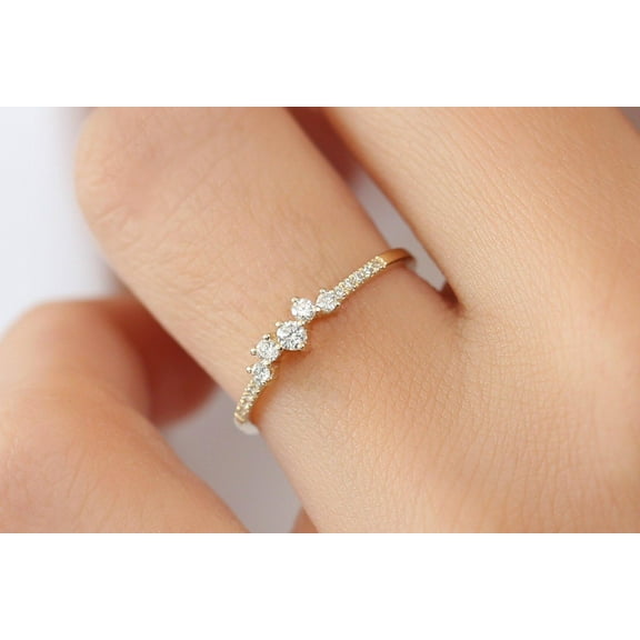 0.25 Carat Round Moissanite Diamond Stackable Engagement Ring Wedding Band in 10K Rose Gold, Promise Ring, Anniversary Ring
