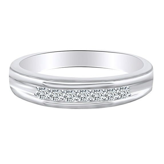 AFFY 0.25 Carat Round Shape White Natural Diamond 14K Solid Rose Gold Wedding Band Ring For Men Ring Size-11