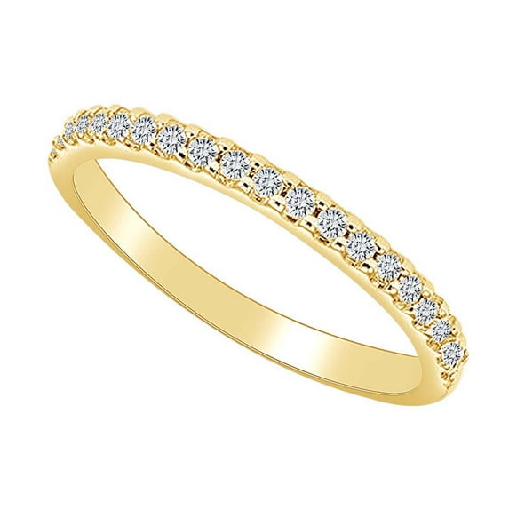 AFFY 0.25 Carat Round Shape White Natural Diamond Beautiful Wedding Band Ring 14K Solid Yellow Gold Ring Size-8.5