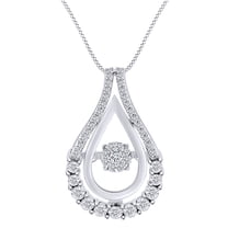 AFFY 0.25 Carat Round Shape White Natural Diamond Diamond Teardrop Pendant Necklace 10K Solid White Gold