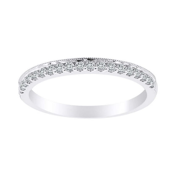AFFY 0.25 Carat Round Shape White Natural Diamond Half Eternity Engagement Band Ring 18k Solid White Gold Ring Size-7