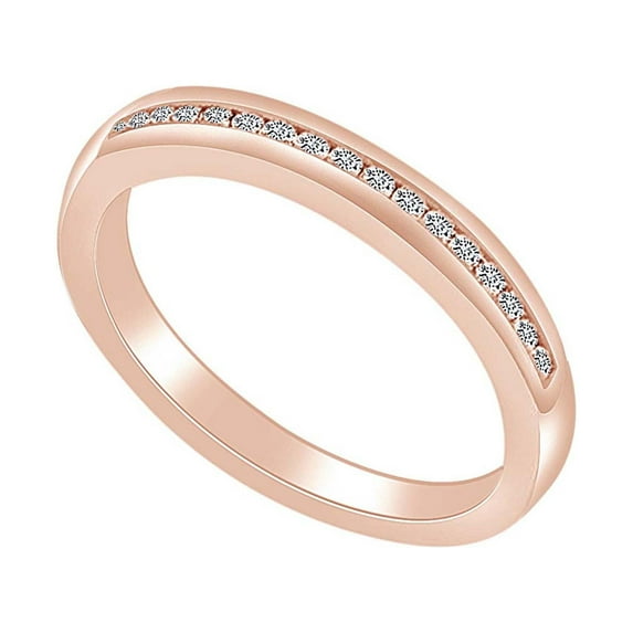 AFFY 0.25 Carat Round Shape White Natural Diamond Simple Engagement Ring 14K Solid Rose Gold Ring Size-9.5