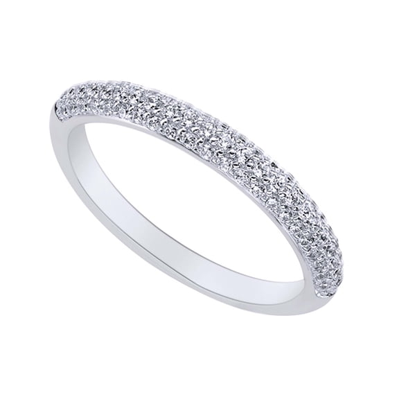 AFFY 0.25 Carat Round Shape White Natural Diamond Wedding Engagement Band Ring 14K Solid White Gold Ring Size-7