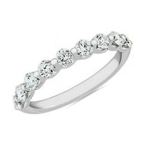 0.25 Carat Round Shaped Real Diamond Beautiful Half Eternity Band for Wedding Solid 950 Platinum Size 7