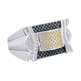 thumbnail image 1 of AFFY 0.25 Carat Round White,Yellow & Blue Natural Diamond Men's Ring 14K Yellow Gold Over Sterling Silver Ring Size-9, 1 of 1