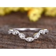 thumbnail image 1 of 0.25 Carat Solid 10k White Gold Wedding Band with Moissanite Diamonds Anniversary Ring Half Eternity Band Marquise Style, 1 of 9