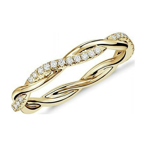 0.25 Carat Stylish Style Round Natural Diamond Elegant Eternity Band for Women Solid 14K Yellow Gold Size 4