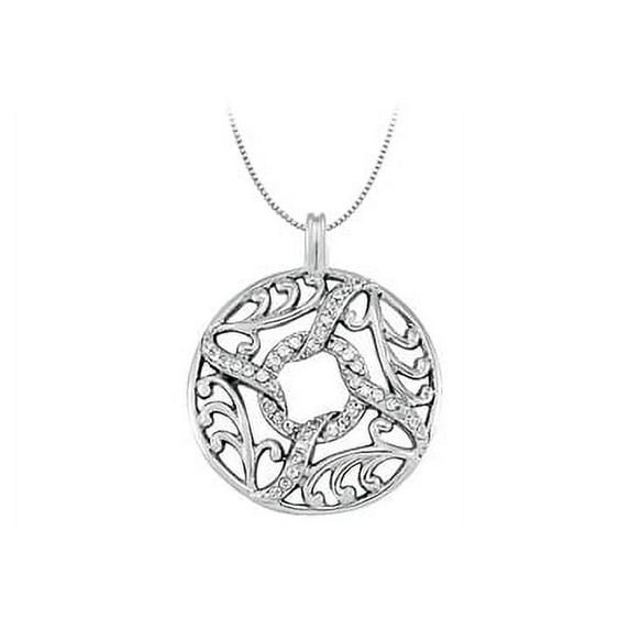 0.25 Carat Total Cubic Zirconia in 14K White Gold Fancy Circle Fashion Pendant