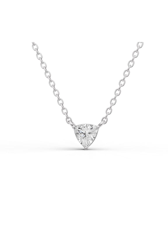 0.25 Carat Trillion Cut Lab Grown Diamond Solitaire Floating Pendant in 14K White Gold