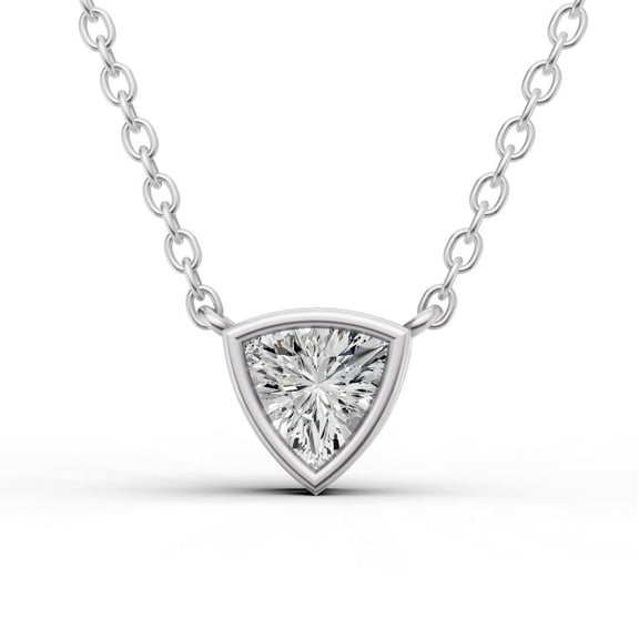 0.25 Carat Trillion Cut Lab Grown Diamond Solitaire Pendant with Bezel Setting in 14K White Gold