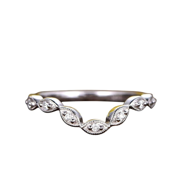0.25 Carat Wedding Band Anniversary Ring Half Eternity Band Marquise Style Sterling Silver
