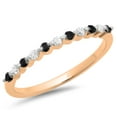thumbnail image 1 of 0.25 Carat (ctw) 10K Rose Gold Round Black & White Diamond Ladies 11 Stone Anniversary Wedding Stackable Band 1/4 CT, 1 of 1