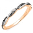 thumbnail image 1 of 0.25 Carat (ctw) 10k Gold Round Black & White Diamond Ladies Wedding Band Swirl Stackable Ring 1/4 CT, 1 of 1