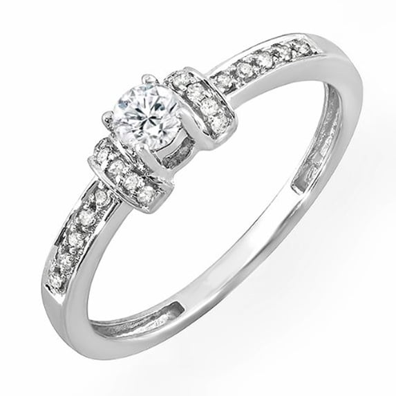 0.25 Carat (ctw) 10k White Gold Round Diamond Ladies Bridal Unique Vintage Style Engagement Ring 1/4 CT