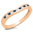 thumbnail image 1 of 0.25 Carat (ctw) 14K Rose Gold Round Cut Blue & White Diamond Ladies Anniversary Wedding Band Stackable Ring 1/4 CT, 1 of 1