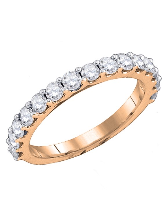 0.25 Carat (ctw) 14K Rose Gold Round White Diamond Ladies Anniversary Stackable Fashion Wedding Band 1/4 CT