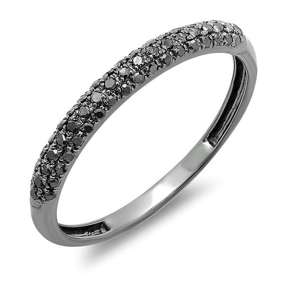 0.25 Carat (ctw) 14K White Gold BlacK Plated Round BlacK Diamond Ladies Wedding StacKable Band 1/4 CT